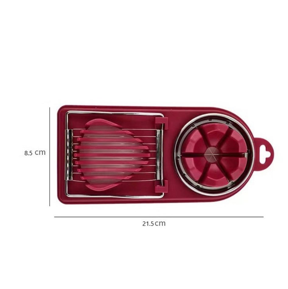 Feliator Multifuncțional Elegant pentru Ouă, Fructe și Brânzeturi – 2 Tipuri de Tăiere, Visiniu