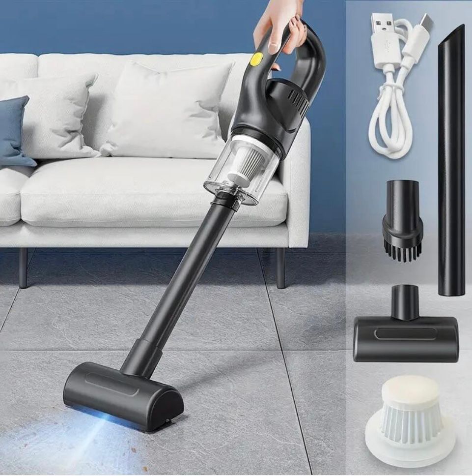 Aspirator Portabil Fără Fir, USB, pentru Casă și Mașină, Autonomie 45 min