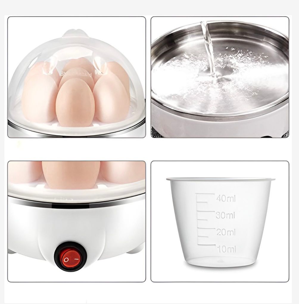Fierbător Electric pentru Ouă – Capacitate 7 Ouă, 3 Moduri de Fierbere, Oprire Automată, Alb
