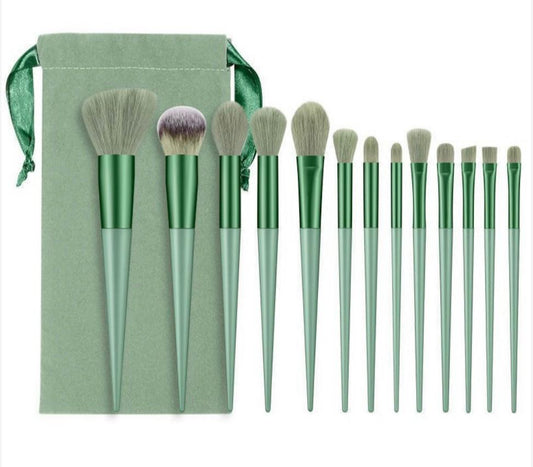 Set 13 Pensule Machiaj – Super Soft, Profesional/Începători, Verde