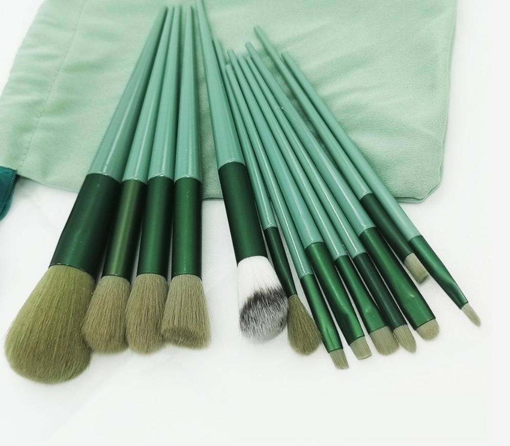 Set 13 Pensule Machiaj – Super Soft, Profesional/Începători, Verde