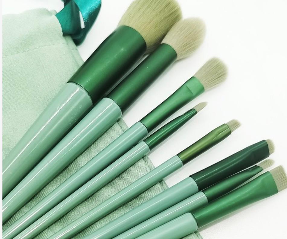 Set 13 Pensule Machiaj – Super Soft, Profesional/Începători, Verde