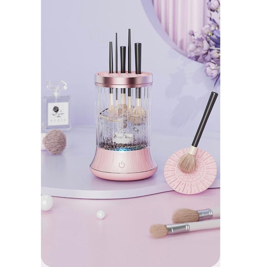 Dispozitiv pentru Curățarea Pensulelor de Machiaj – Vibratii Sonice,7000RPM, USB Type-C, Roz