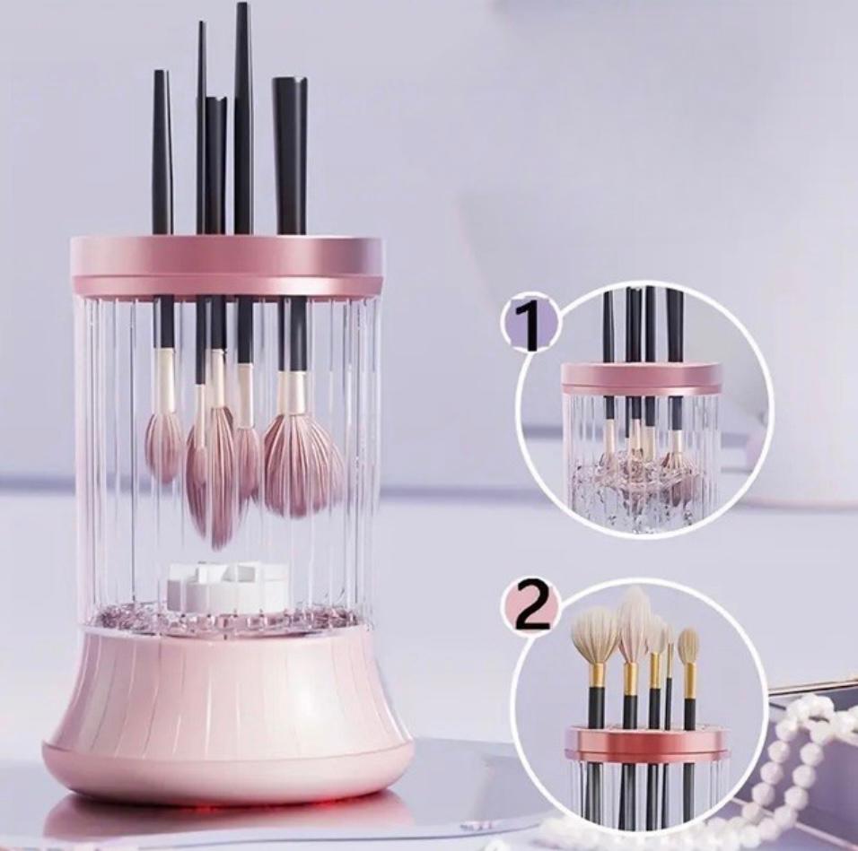 Dispozitiv pentru Curățarea Pensulelor de Machiaj – Vibratii Sonice,7000RPM, USB Type-C, Roz